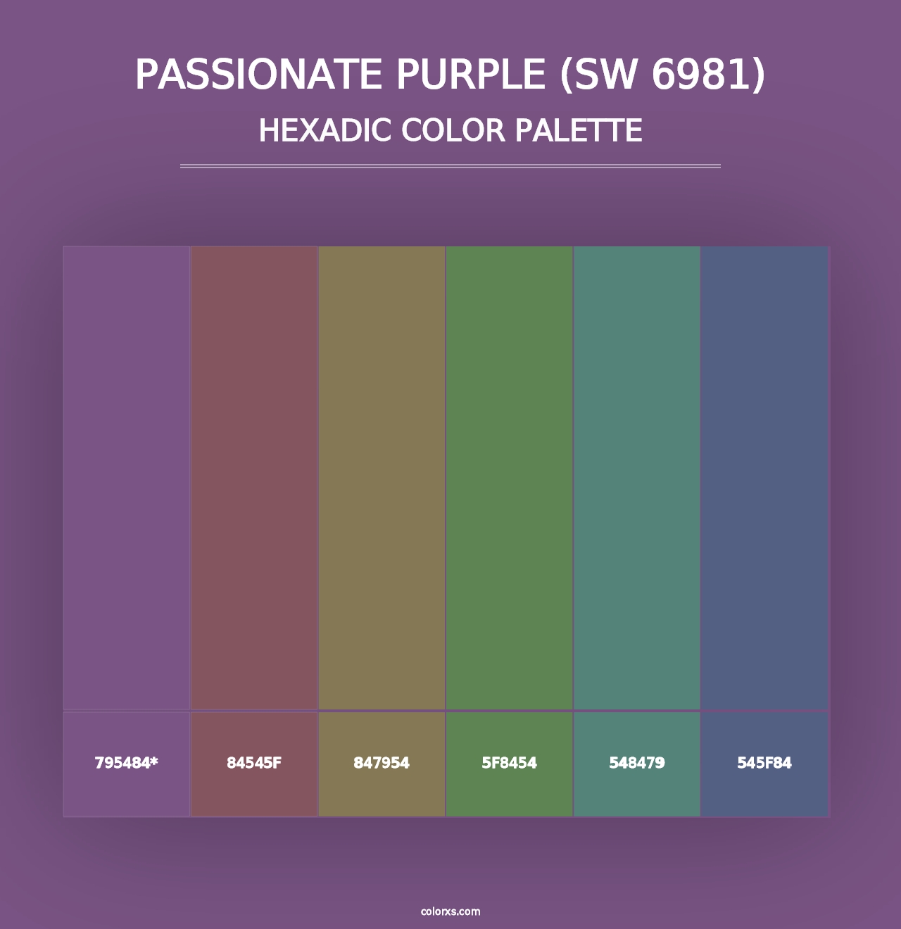 Passionate Purple (SW 6981) - Hexadic Color Palette