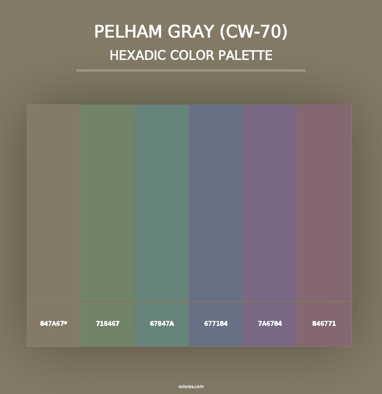 Pelham Gray (CW-70) - Hexadic Color Palette