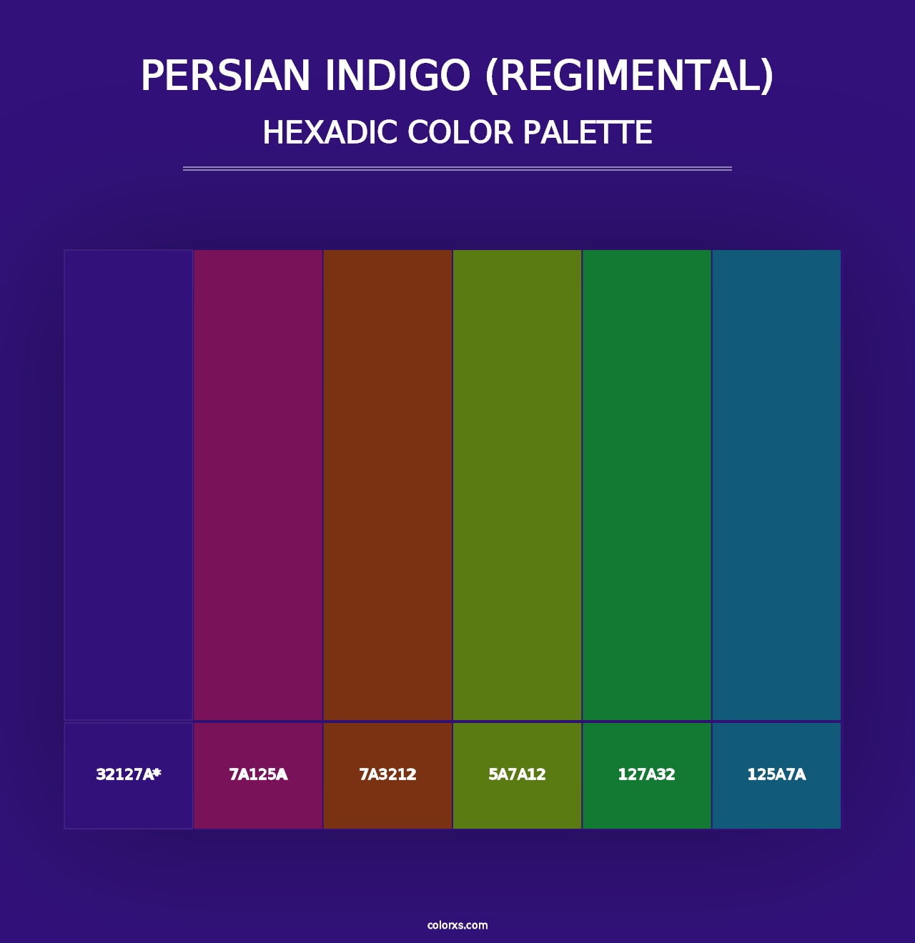 Persian Indigo (Regimental) - Hexadic Color Palette