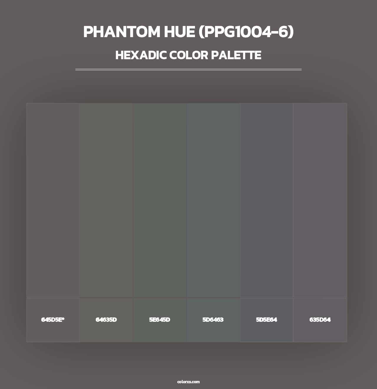 Phantom Hue (PPG1004-6) - Hexadic Color Palette