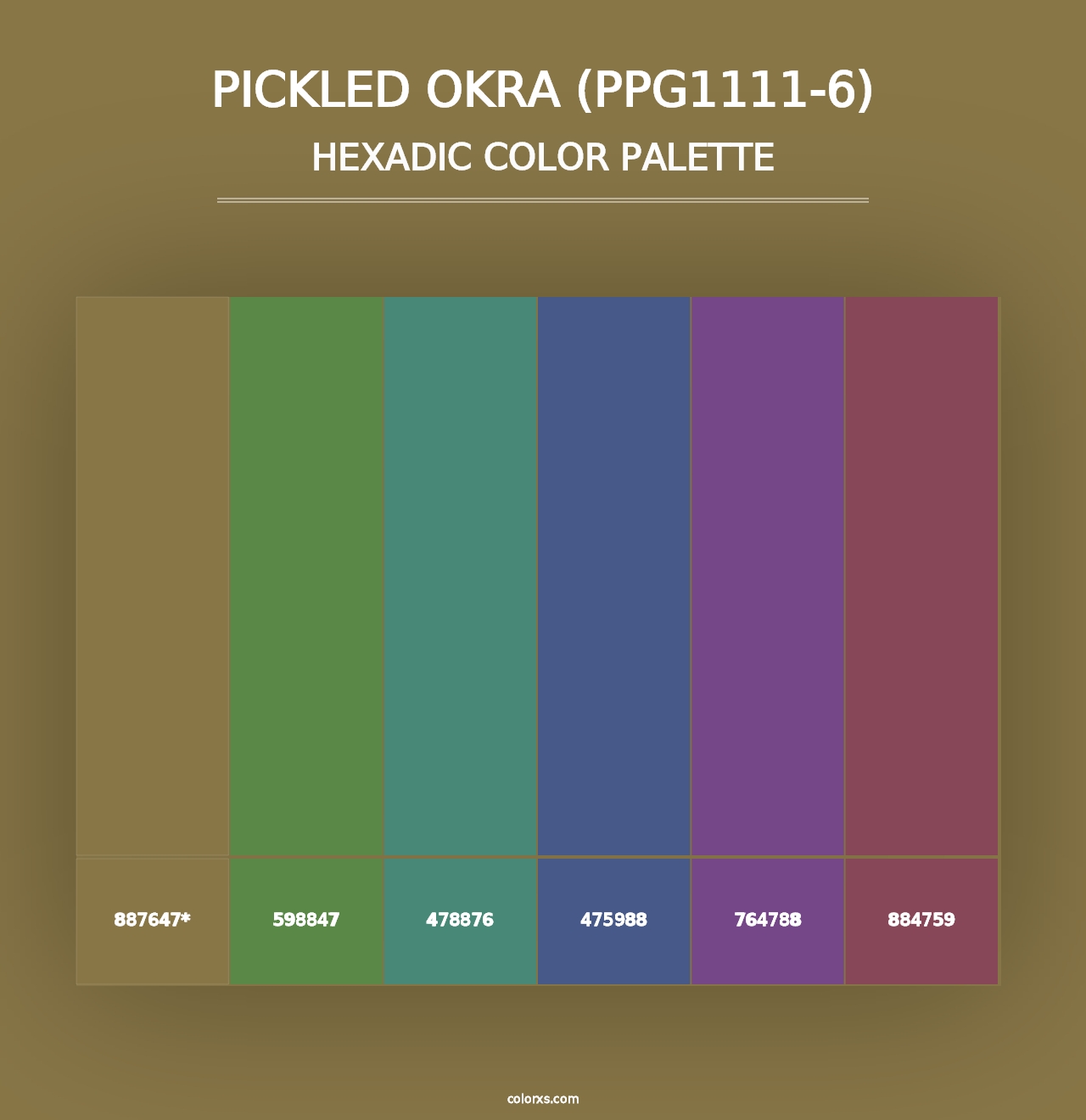 Pickled Okra (PPG1111-6) - Hexadic Color Palette