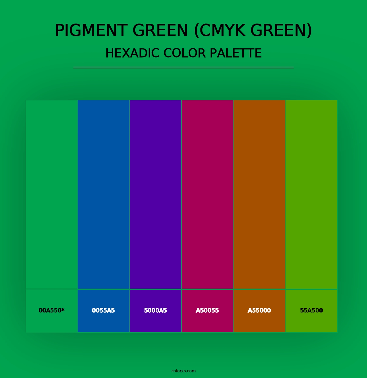 Pigment Green (CMYK Green) - Hexadic Color Palette