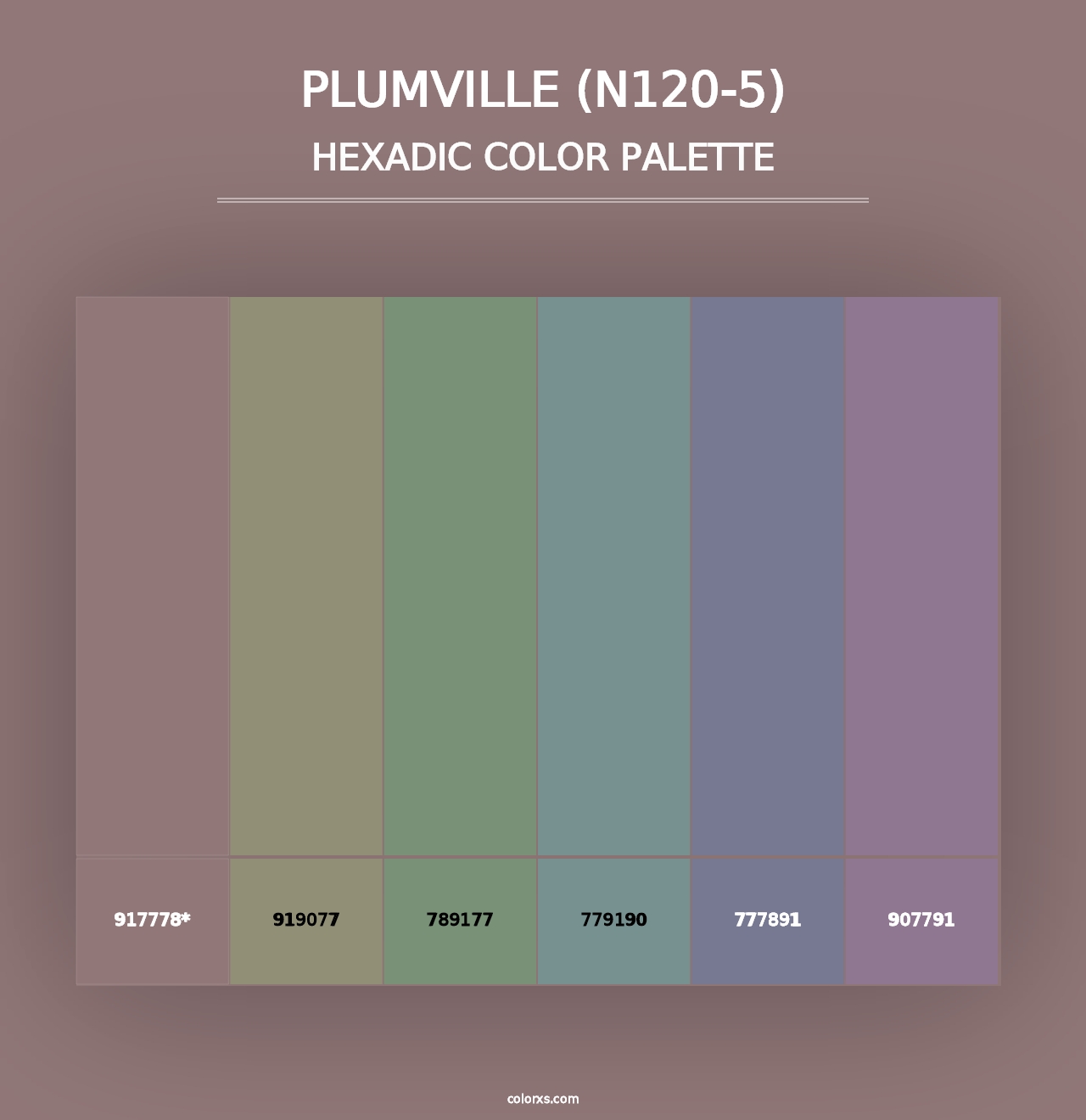 Plumville (N120-5) - Hexadic Color Palette