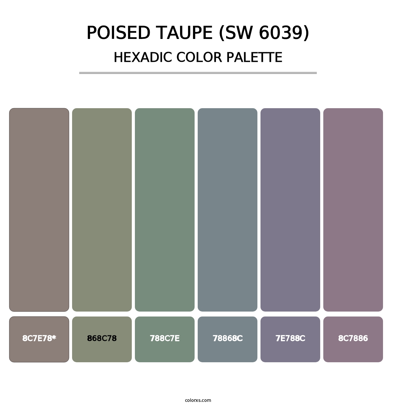 Poised Taupe (SW 6039) - Hexadic Color Palette