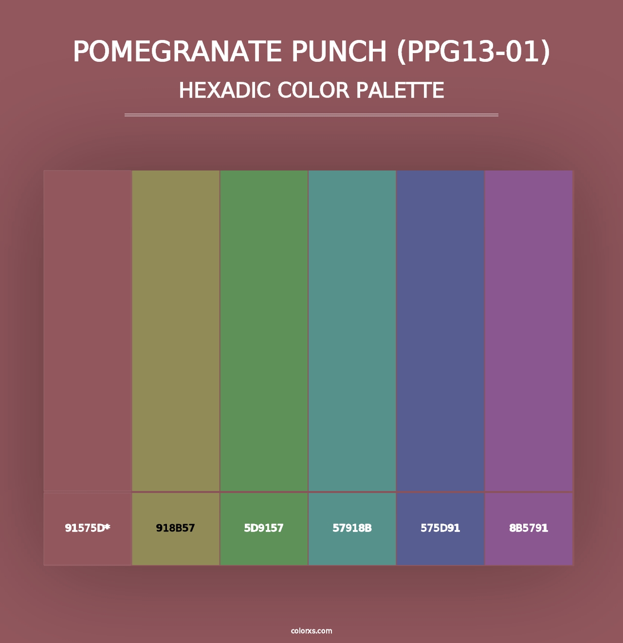 Pomegranate Punch (PPG13-01) - Hexadic Color Palette