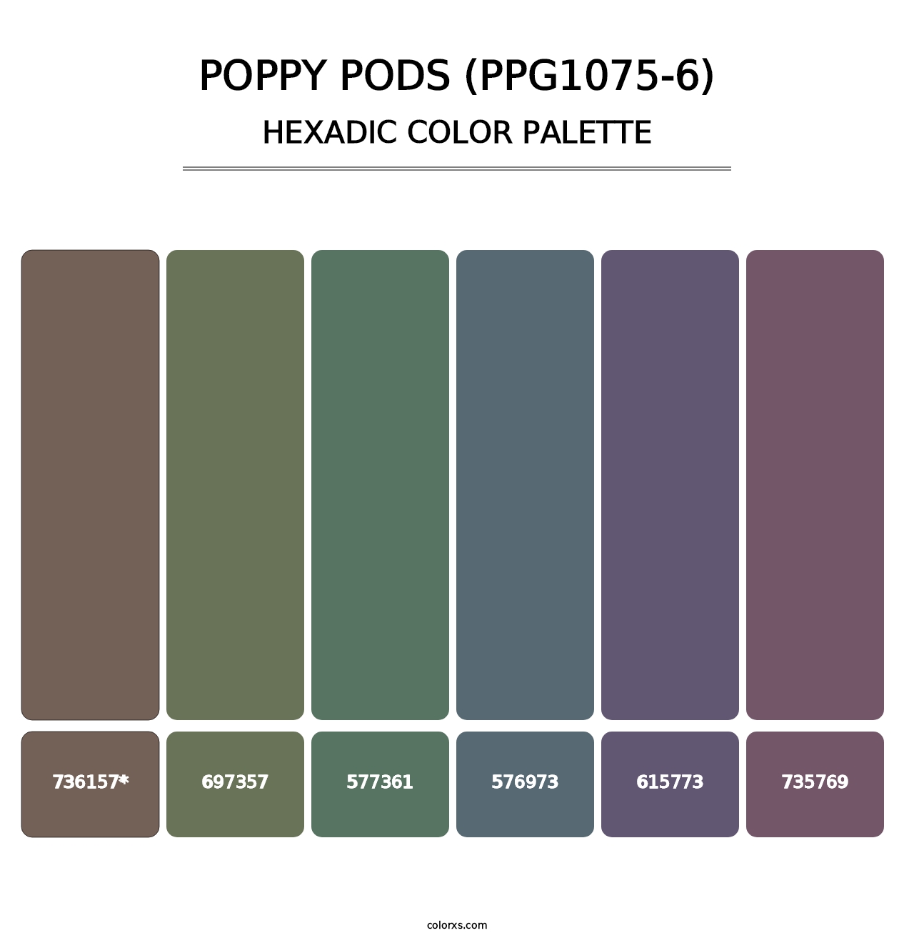 Poppy Pods (PPG1075-6) - Hexadic Color Palette