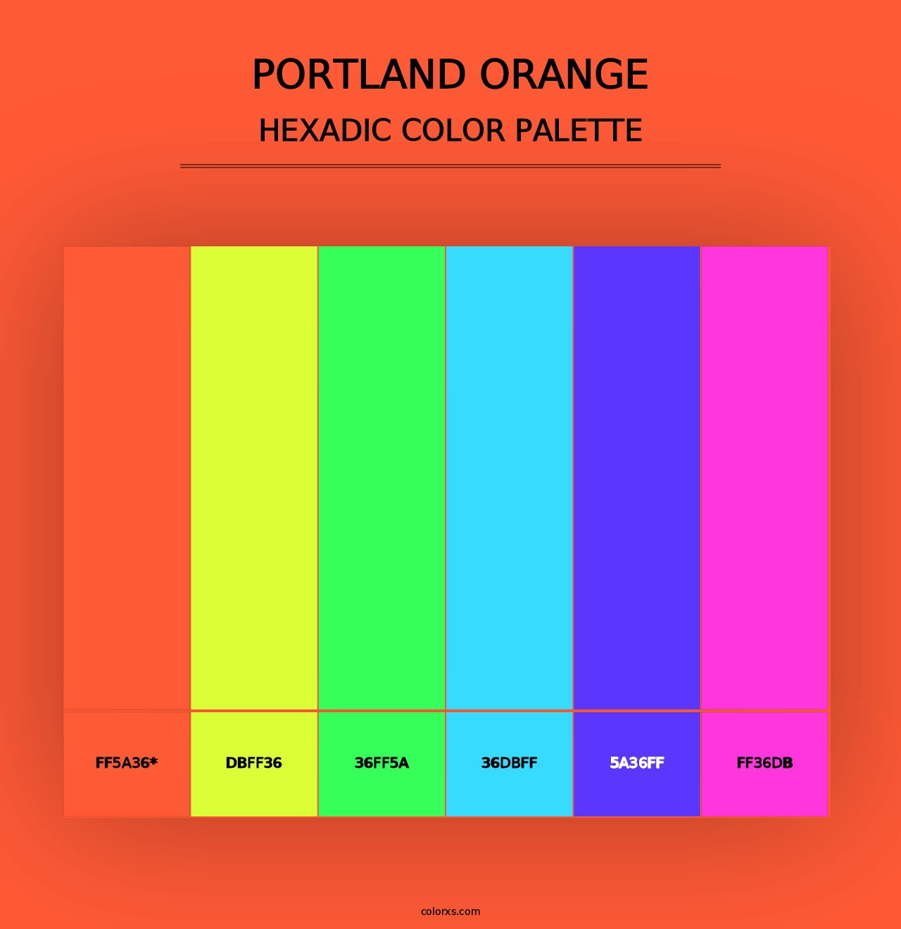 Portland Orange - Hexadic Color Palette