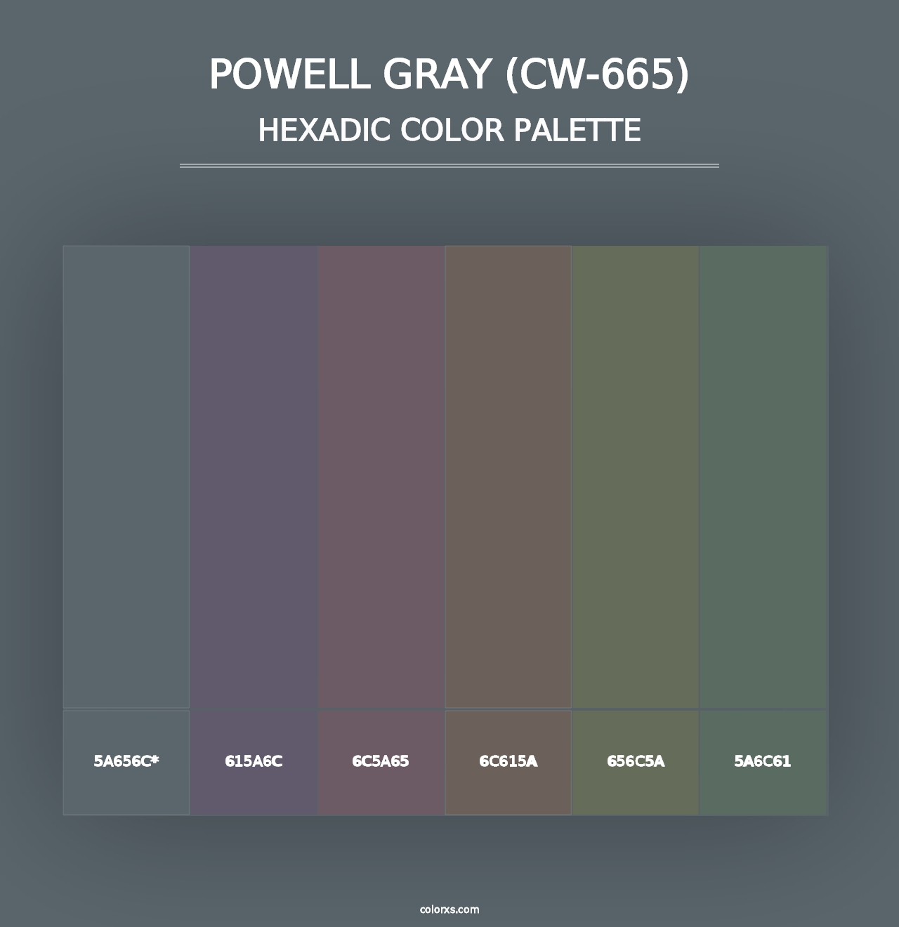 Powell Gray (CW-665) - Hexadic Color Palette