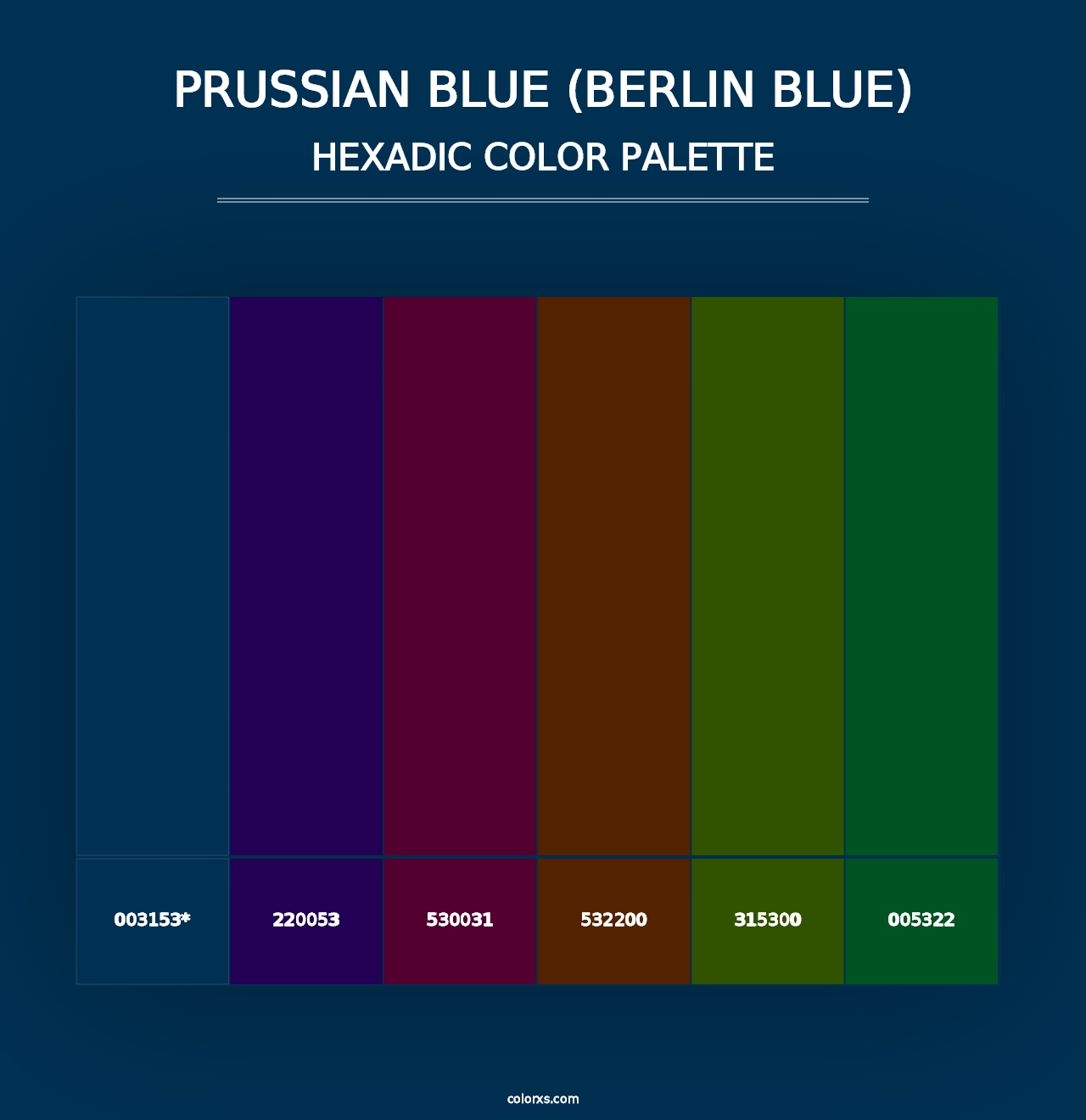 Prussian Blue (Berlin Blue) - Hexadic Color Palette