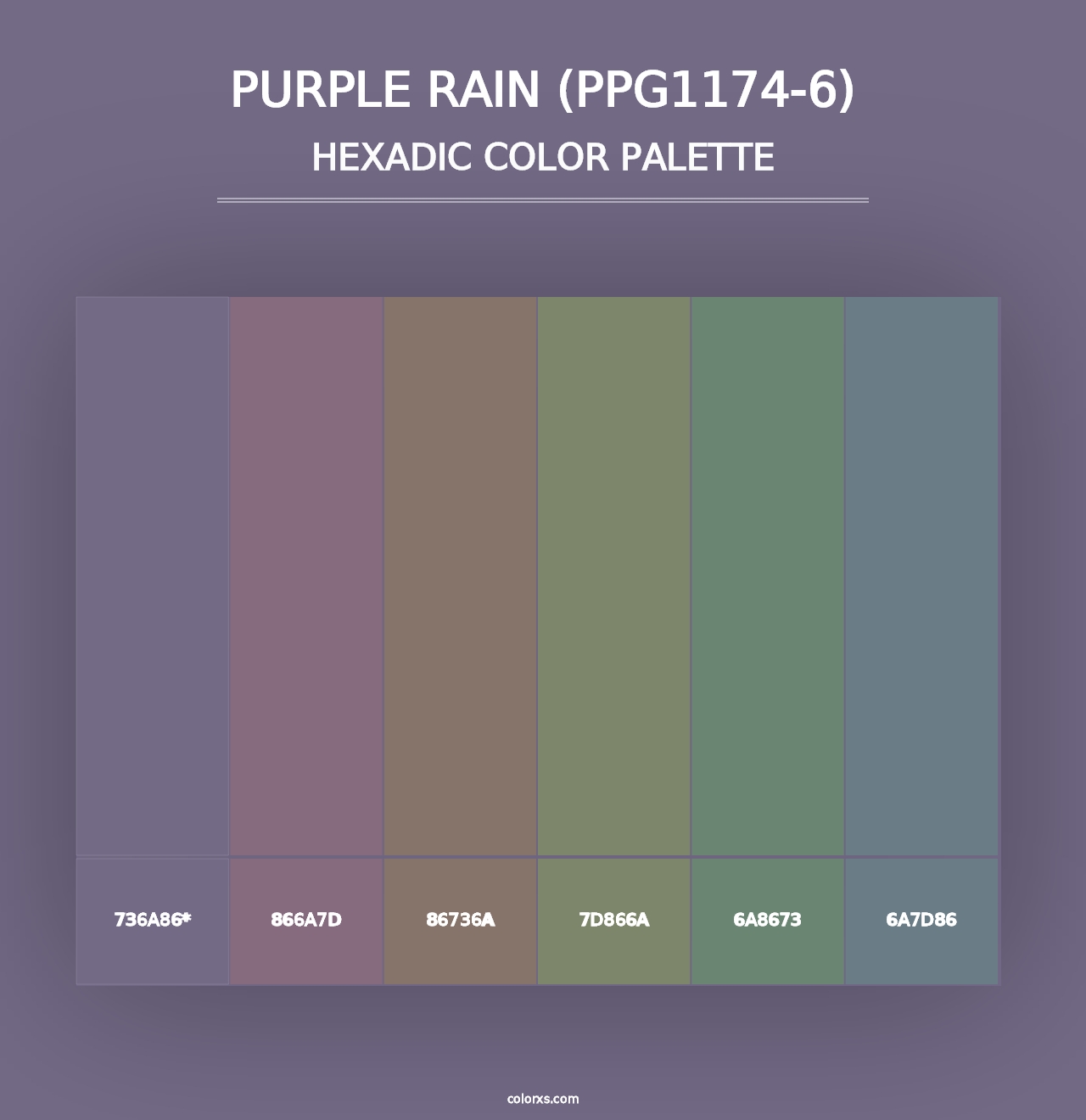 Purple Rain (PPG1174-6) - Hexadic Color Palette