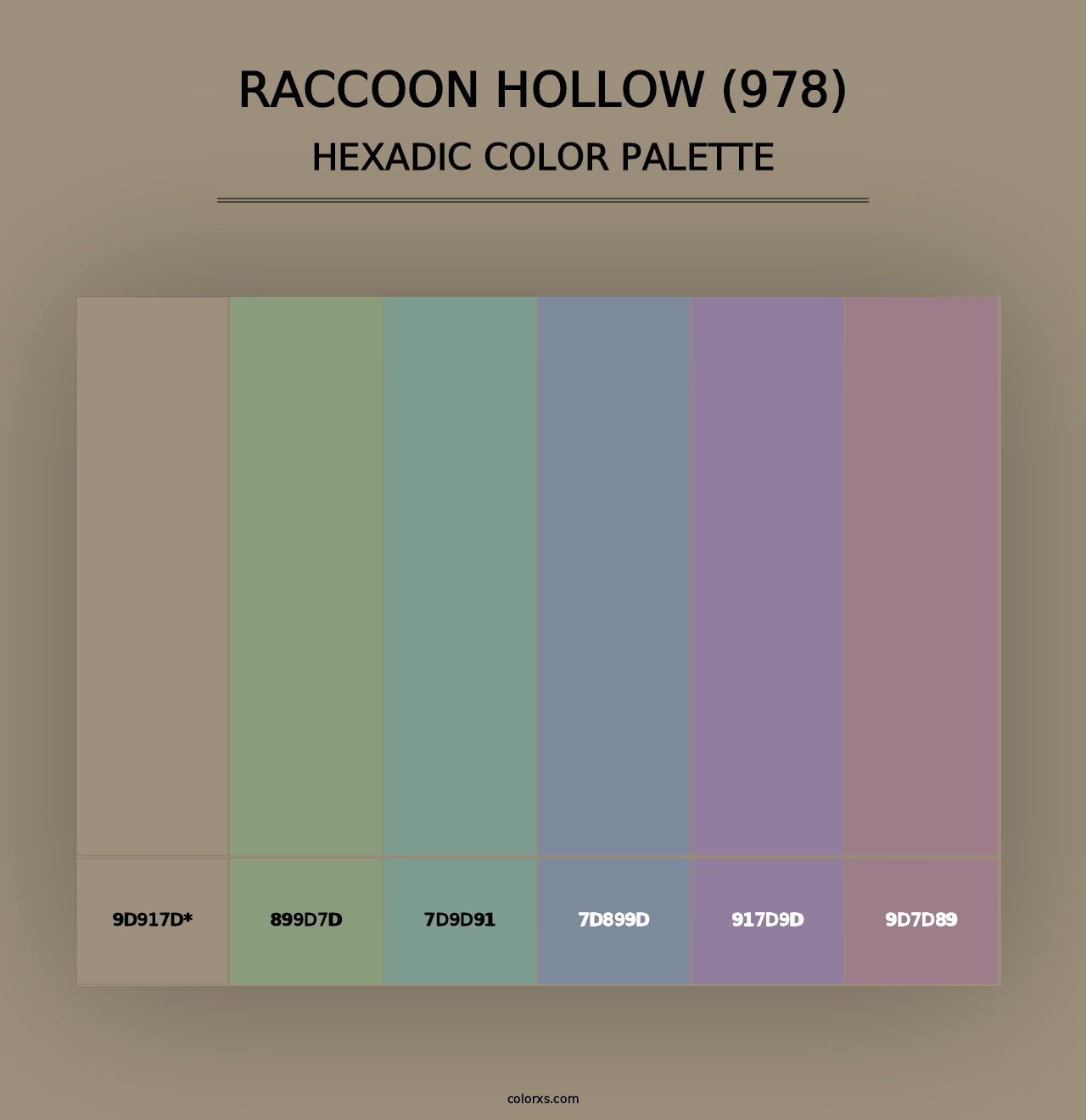 Raccoon Hollow (978) - Hexadic Color Palette