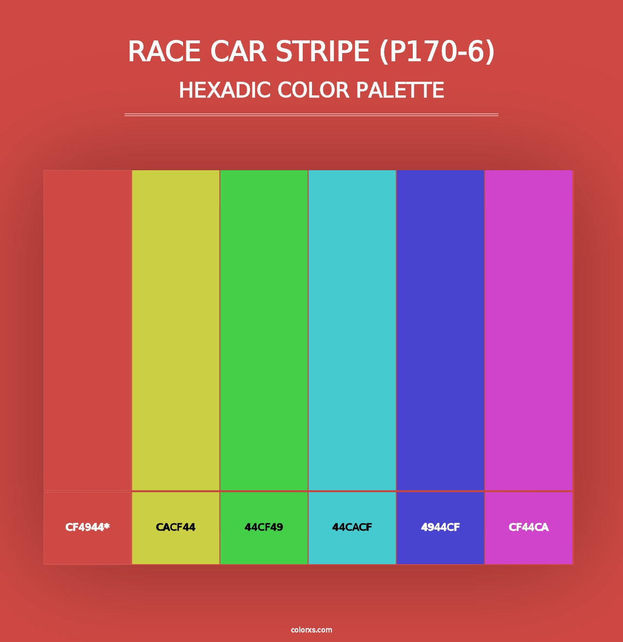 Race Car Stripe (P170-6) - Hexadic Color Palette