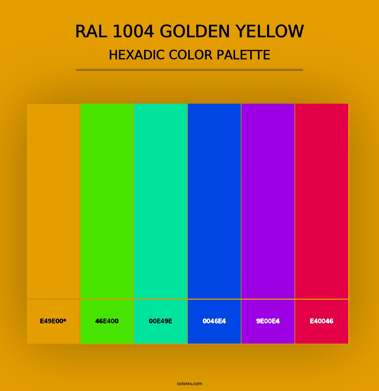 RAL 1004 Golden Yellow - Hexadic Color Palette