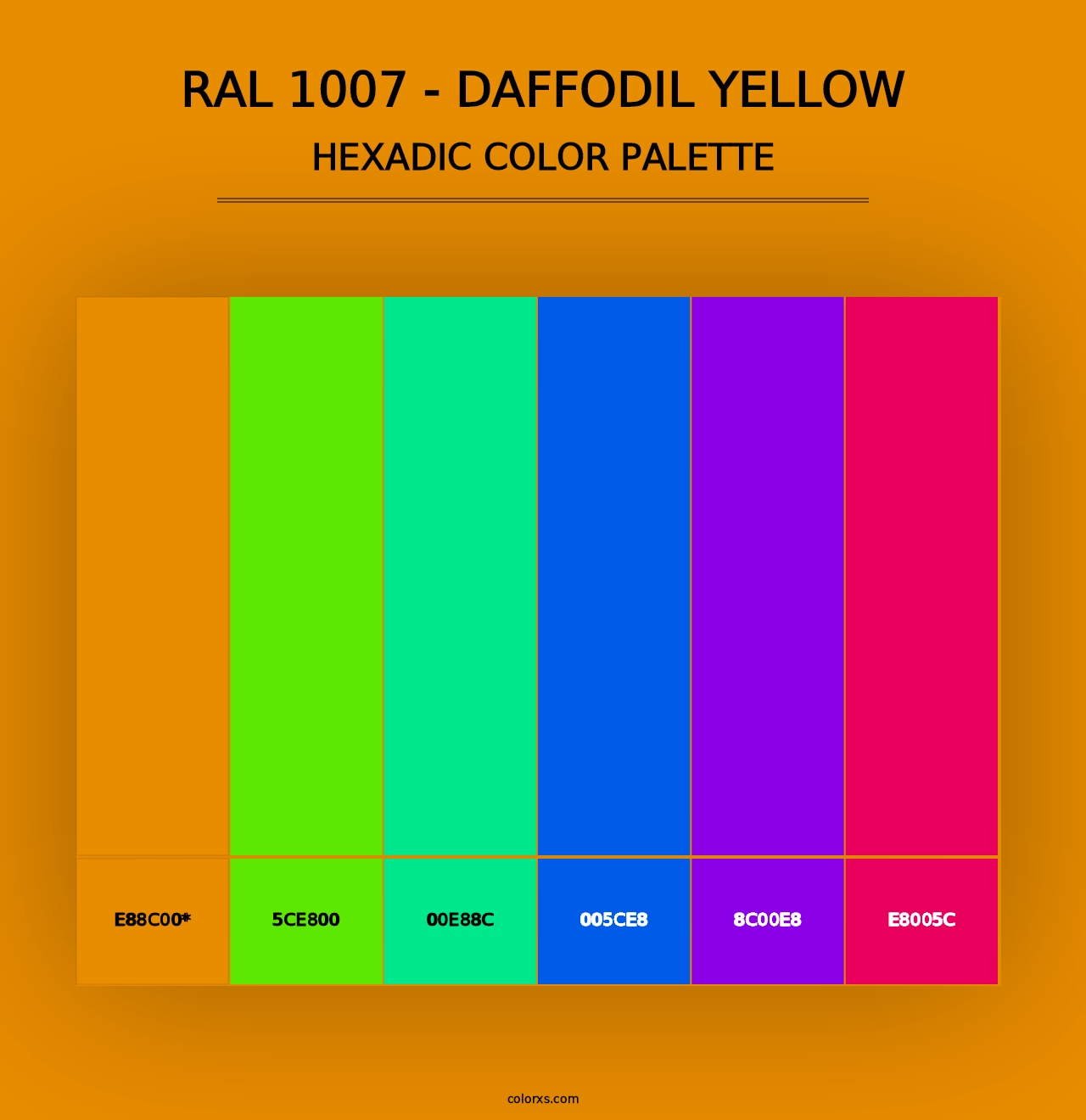 RAL 1007 - Daffodil Yellow - Hexadic Color Palette