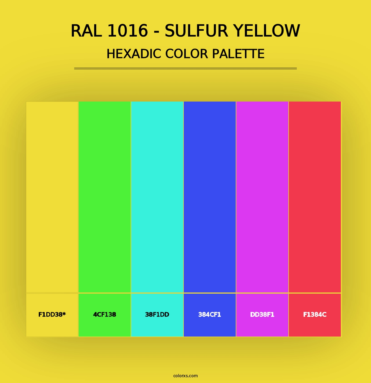 RAL 1016 - Sulfur Yellow - Hexadic Color Palette