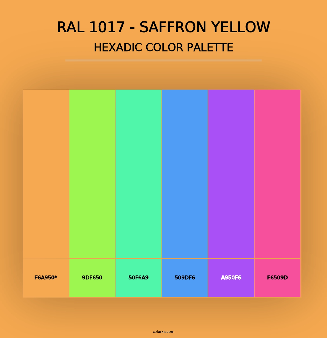 RAL 1017 - Saffron Yellow - Hexadic Color Palette