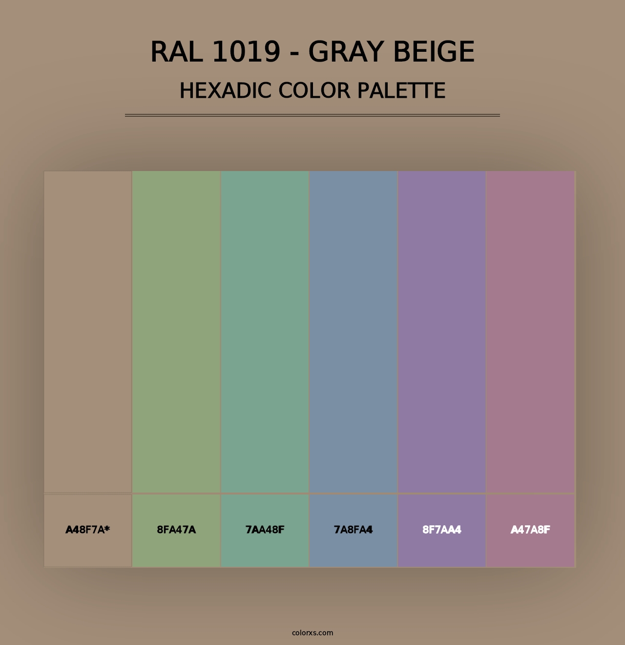 RAL 1019 - Gray Beige - Hexadic Color Palette