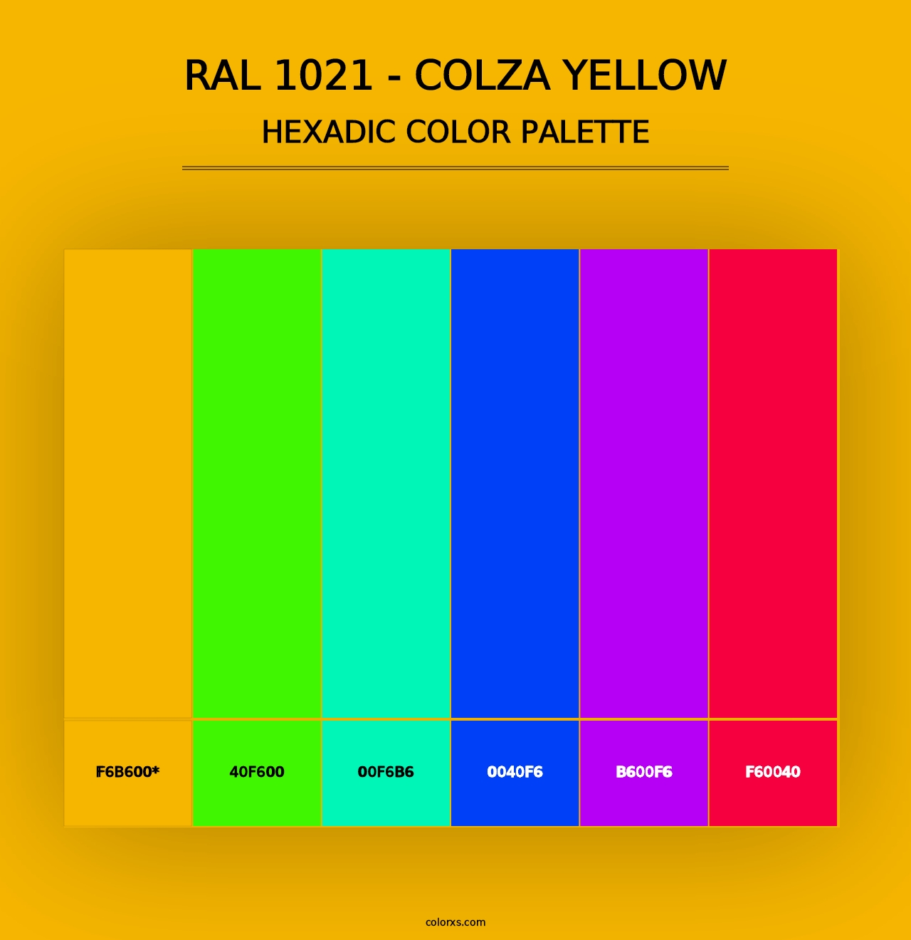 RAL 1021 - Colza Yellow - Hexadic Color Palette