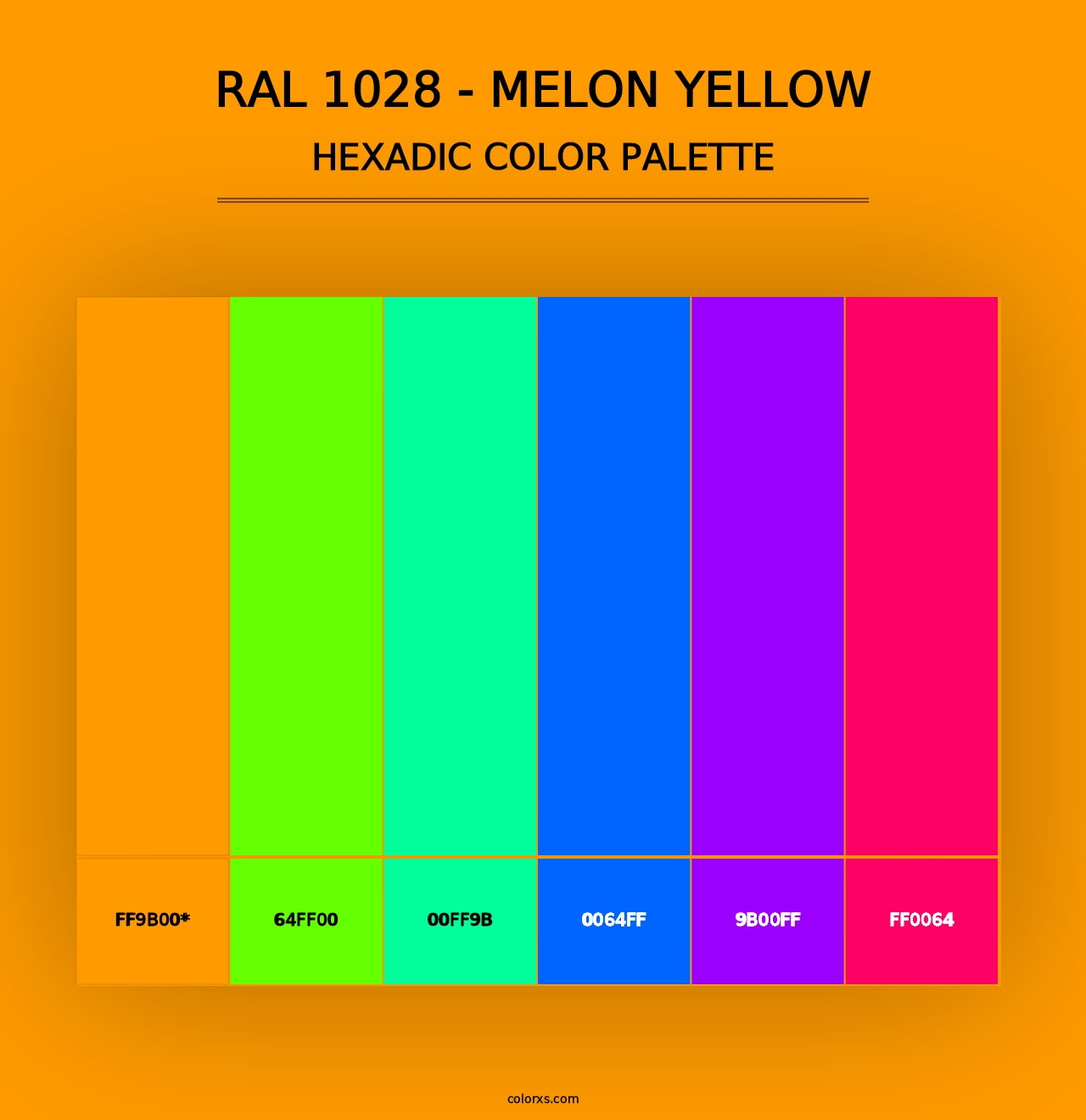 RAL 1028 - Melon Yellow - Hexadic Color Palette