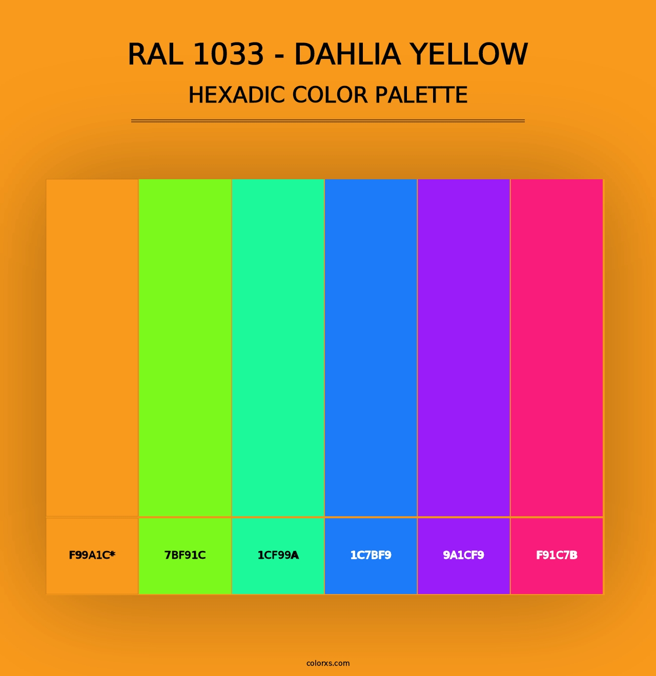 RAL 1033 - Dahlia Yellow - Hexadic Color Palette