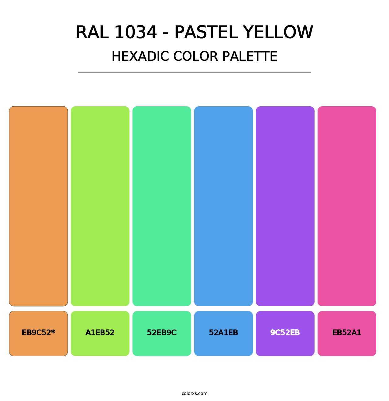 RAL 1034 - Pastel Yellow - Hexadic Color Palette