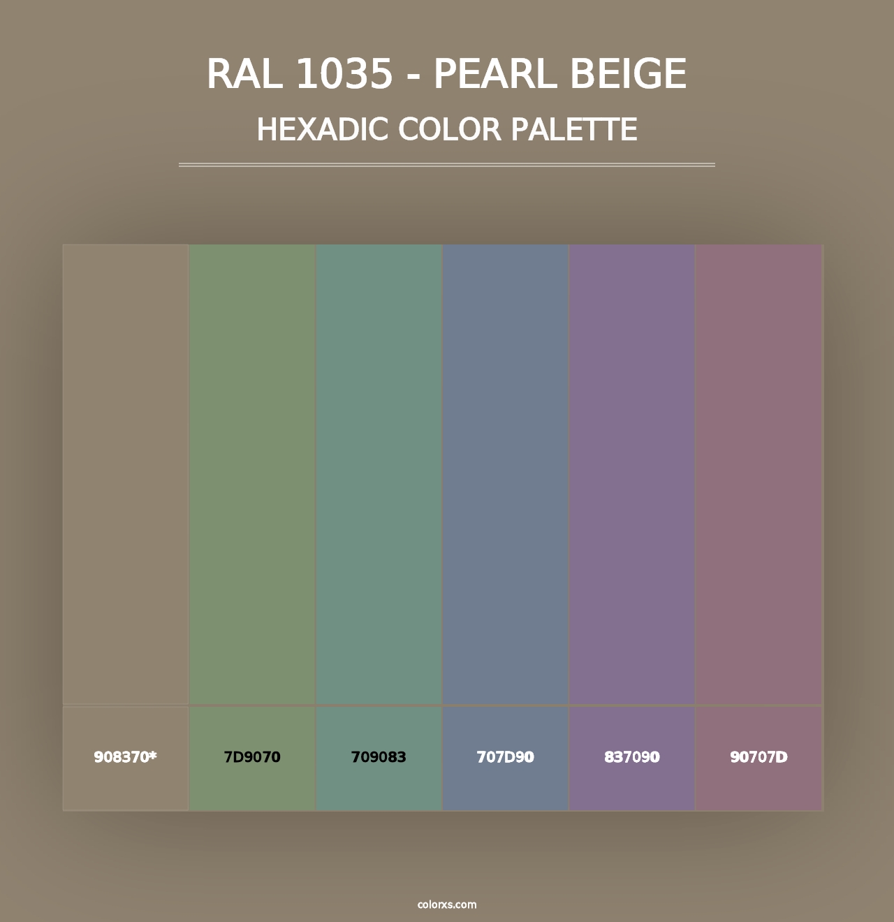 RAL 1035 - Pearl Beige - Hexadic Color Palette