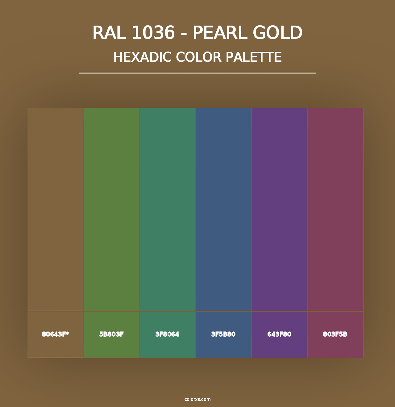 RAL 1036 - Pearl Gold - Hexadic Color Palette