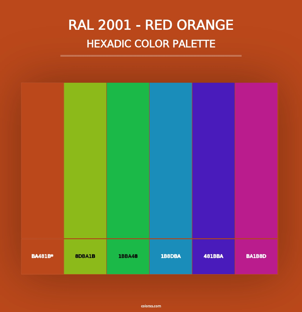 RAL 2001 - Red Orange - Hexadic Color Palette