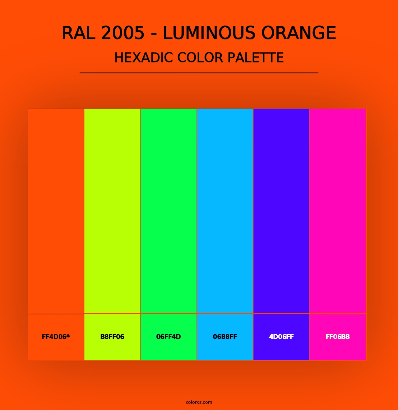 RAL 2005 - Luminous Orange - Hexadic Color Palette