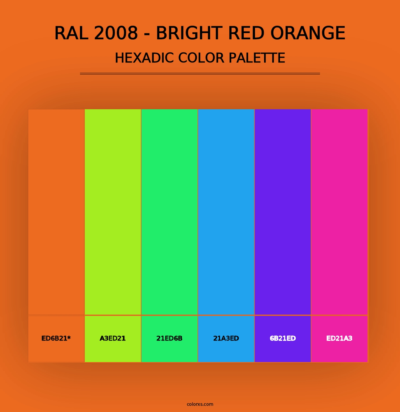 RAL 2008 - Bright Red Orange - Hexadic Color Palette