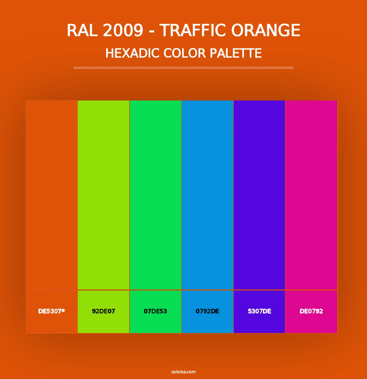 RAL 2009 - Traffic Orange - Hexadic Color Palette