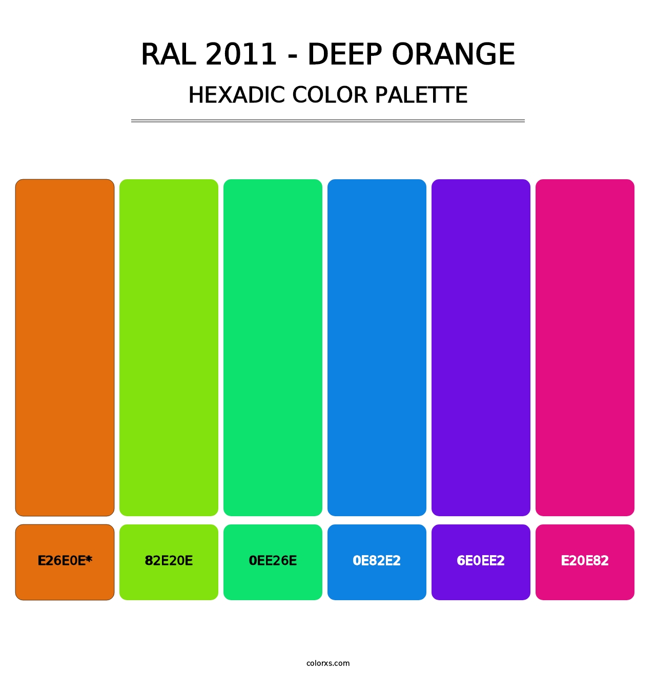 RAL 2011 - Deep Orange - Hexadic Color Palette