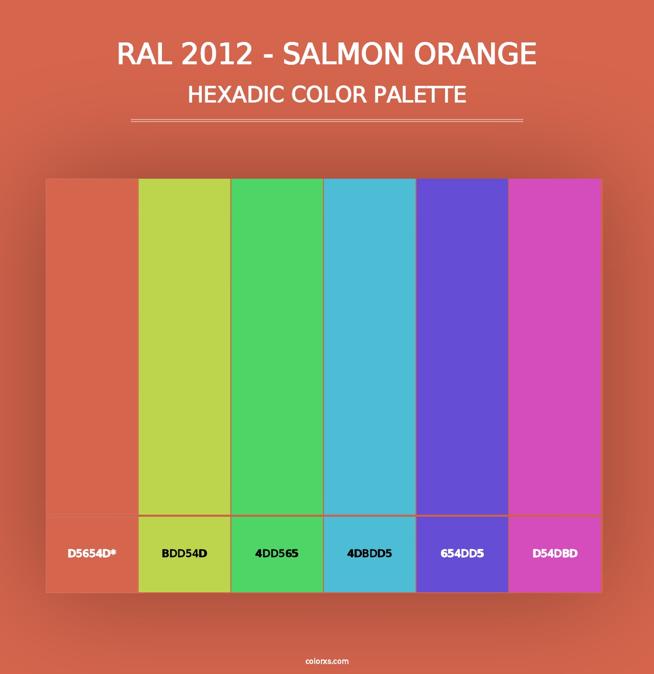 RAL 2012 - Salmon Orange - Hexadic Color Palette