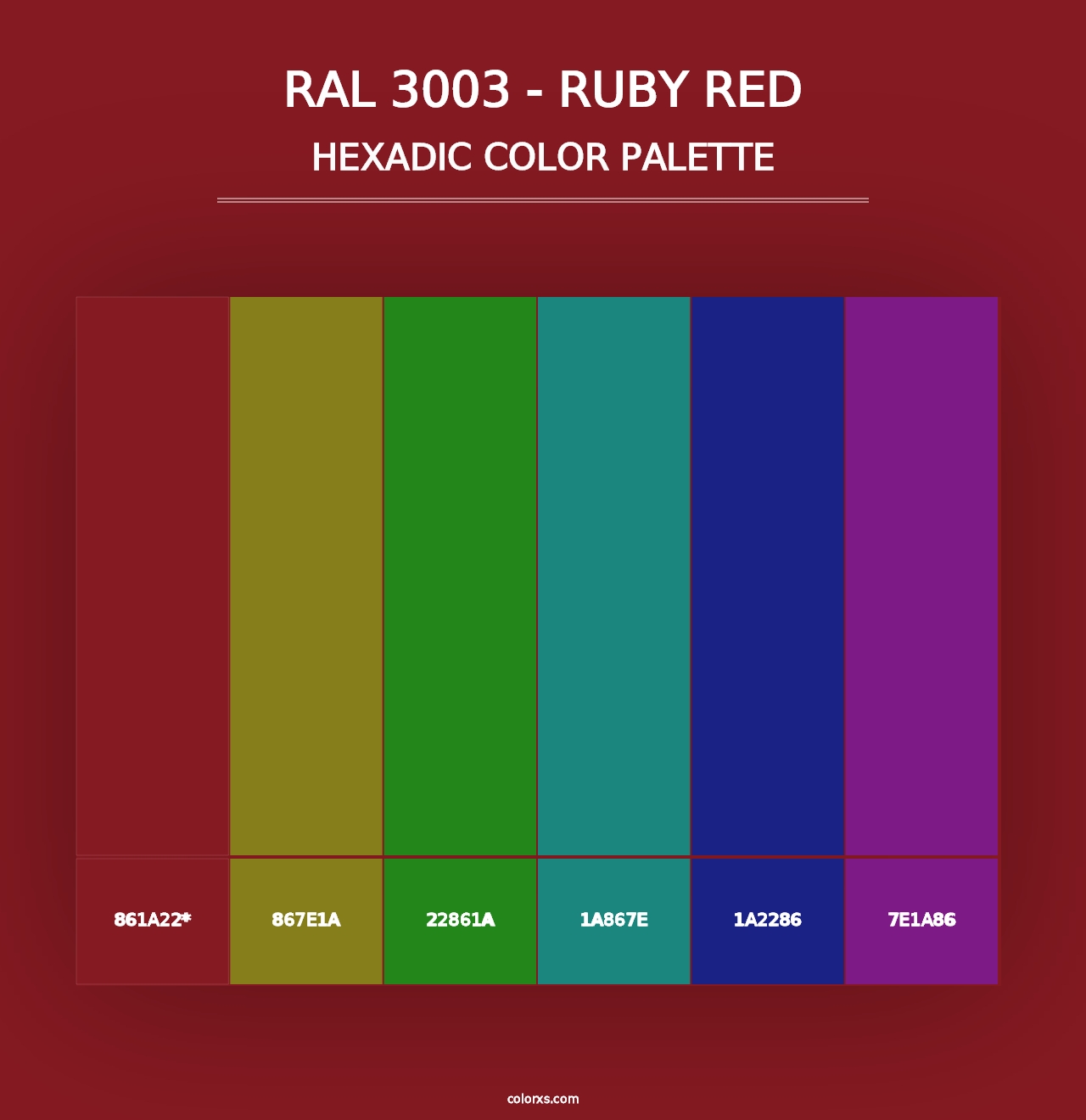 RAL 3003 - Ruby Red - Hexadic Color Palette