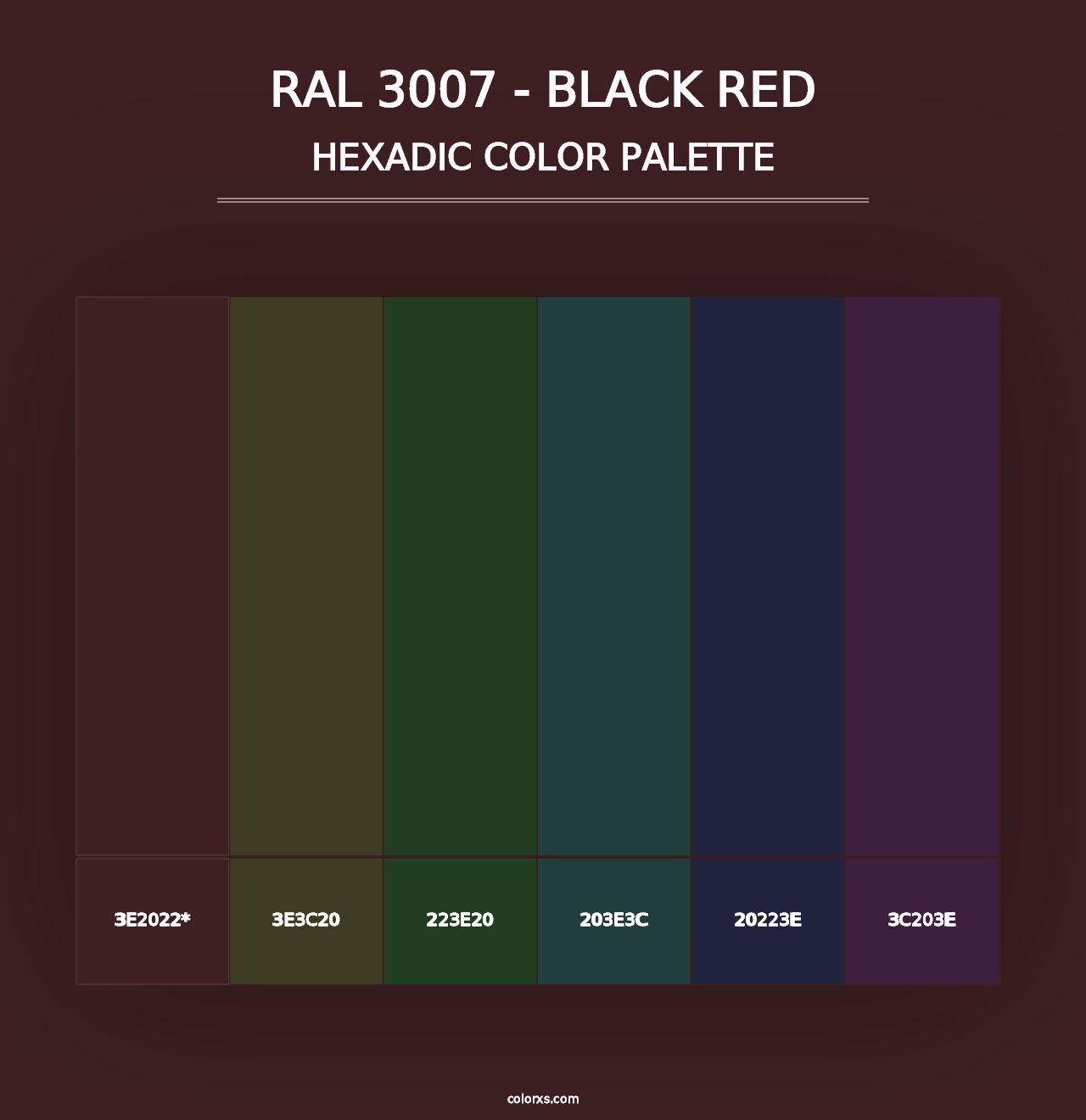 RAL 3007 - Black Red - Hexadic Color Palette