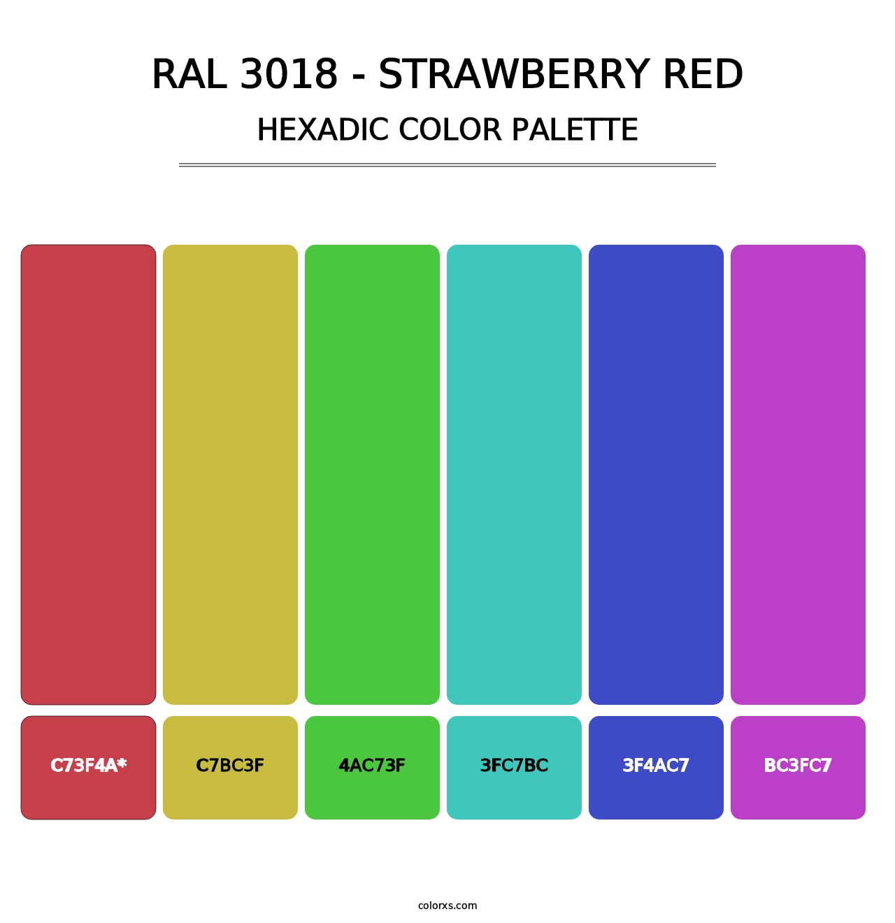 RAL 3018 - Strawberry Red - Hexadic Color Palette