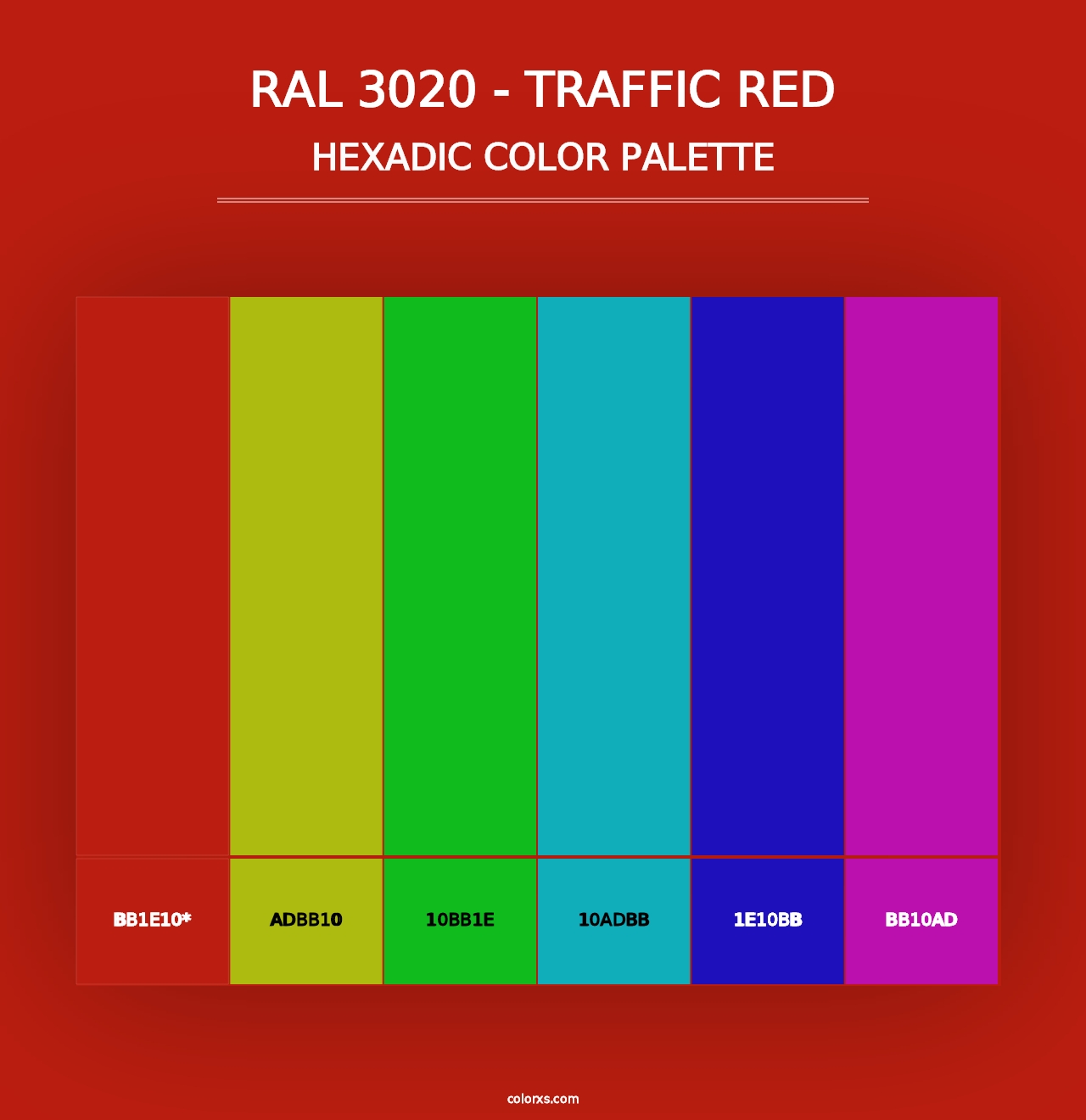 RAL 3020 - Traffic Red - Hexadic Color Palette