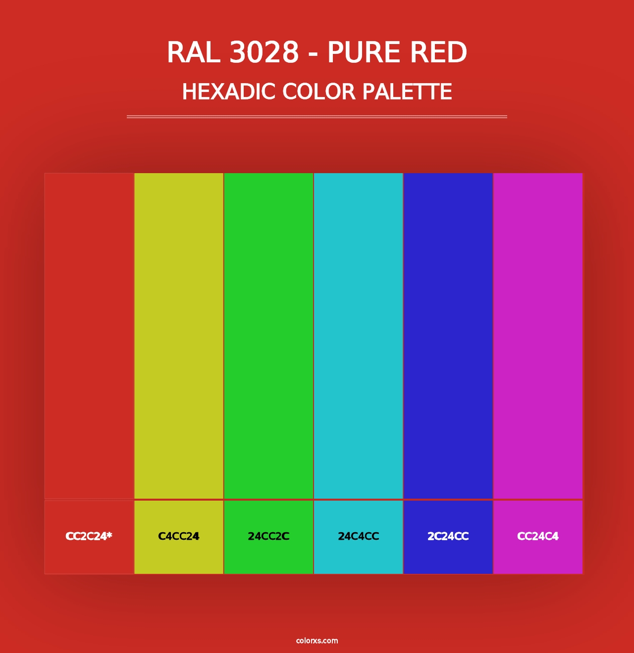 RAL 3028 - Pure Red - Hexadic Color Palette