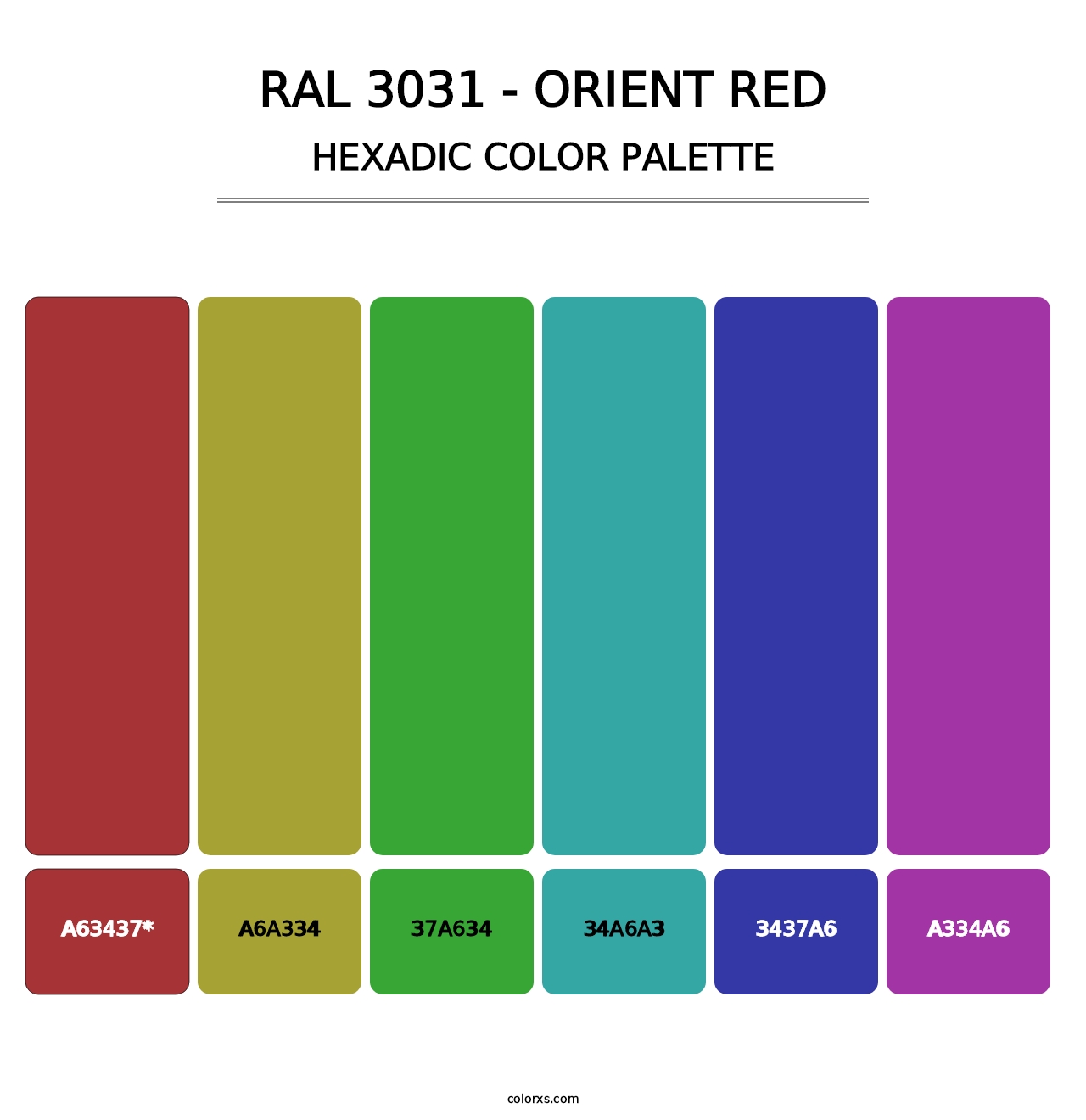 RAL 3031 - Orient Red - Hexadic Color Palette