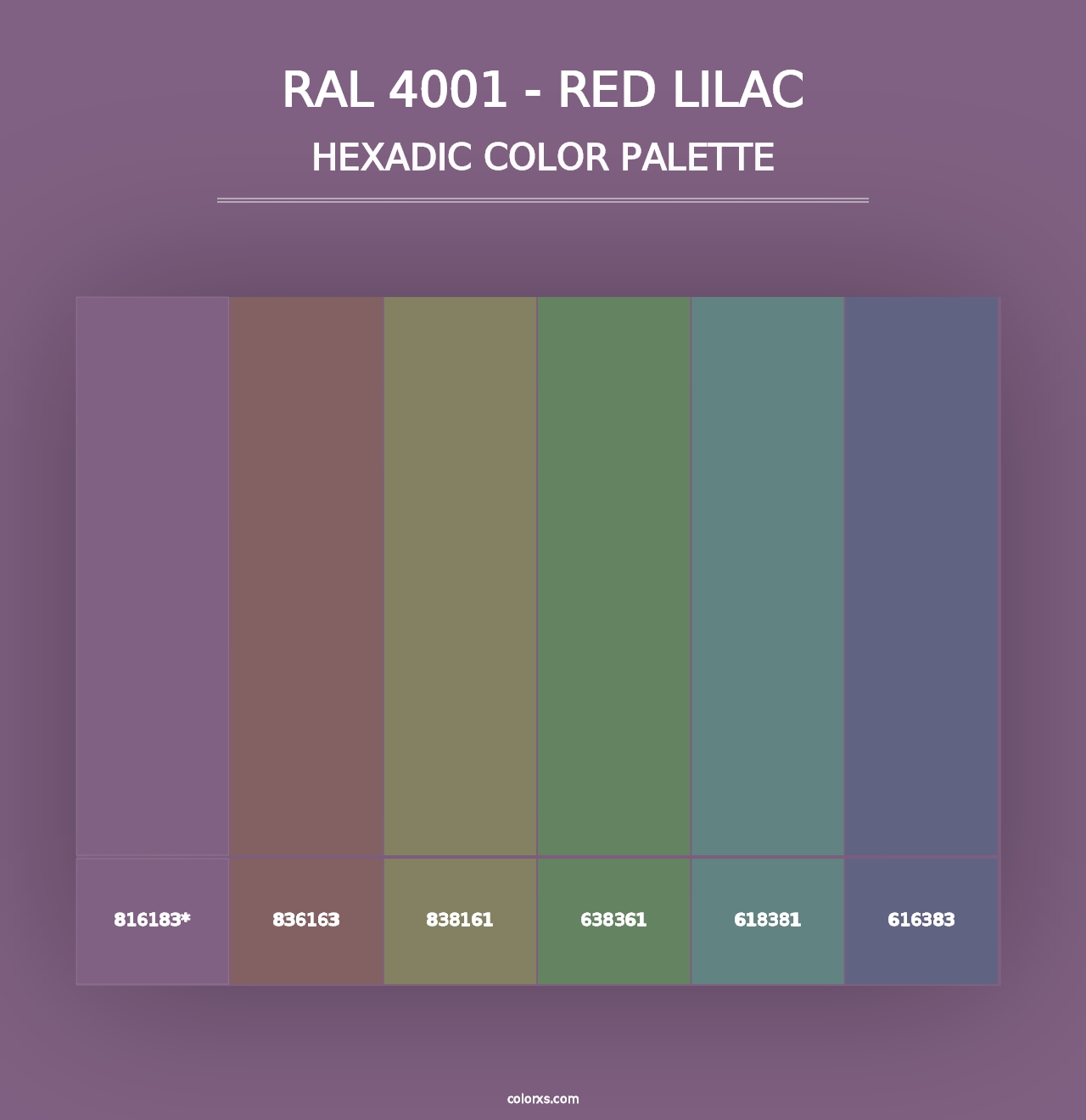 RAL 4001 - Red Lilac - Hexadic Color Palette