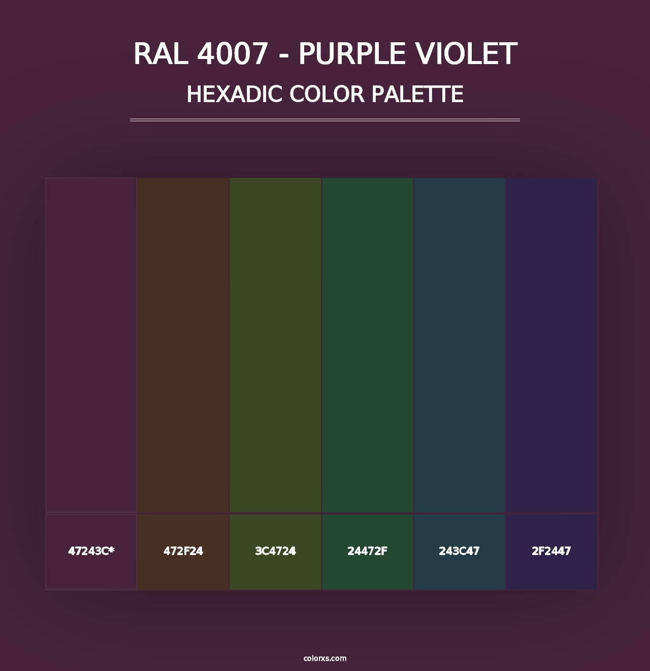 RAL 4007 - Purple Violet - Hexadic Color Palette