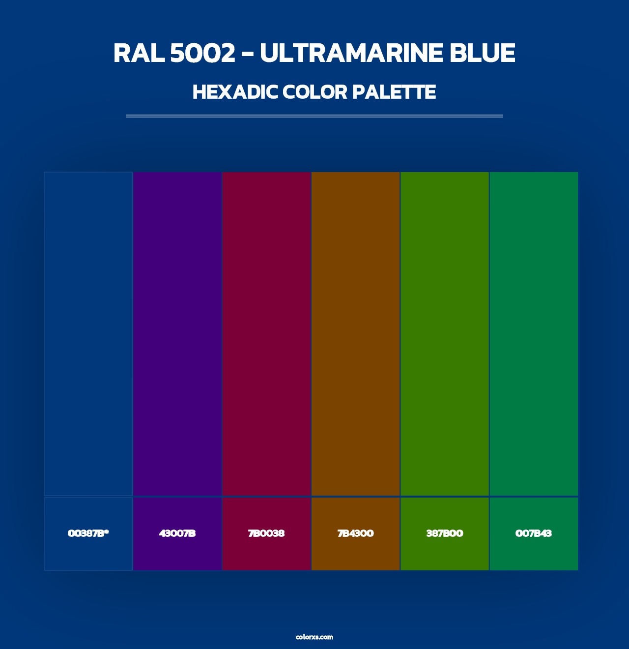 RAL 5002 - Ultramarine Blue - Hexadic Color Palette