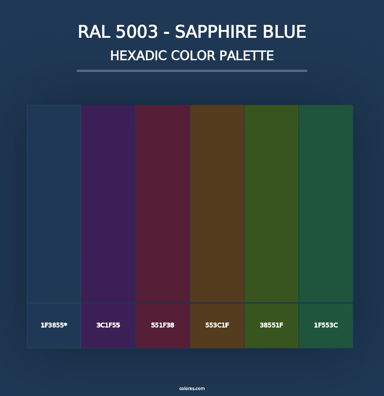 RAL 5003 - Sapphire Blue - Hexadic Color Palette