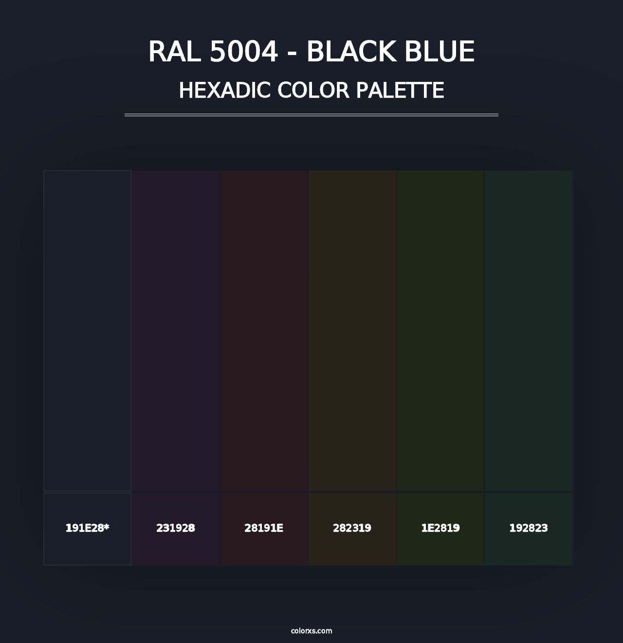 RAL 5004 - Black Blue - Hexadic Color Palette