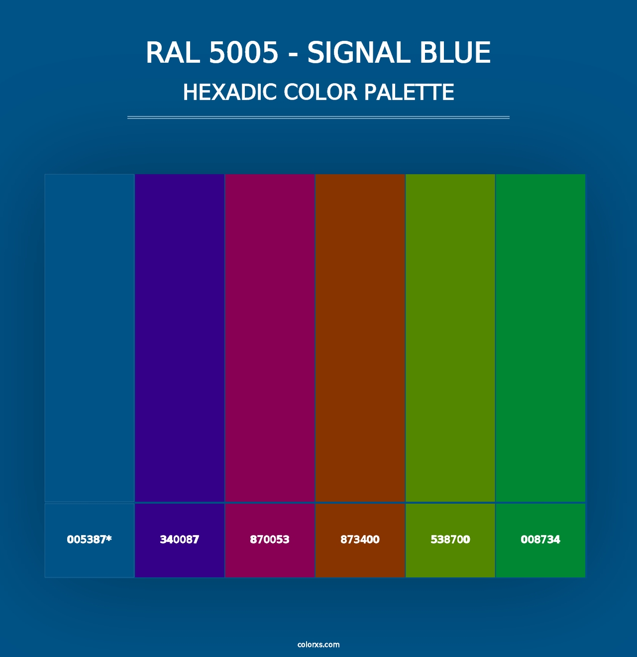 RAL 5005 - Signal Blue - Hexadic Color Palette