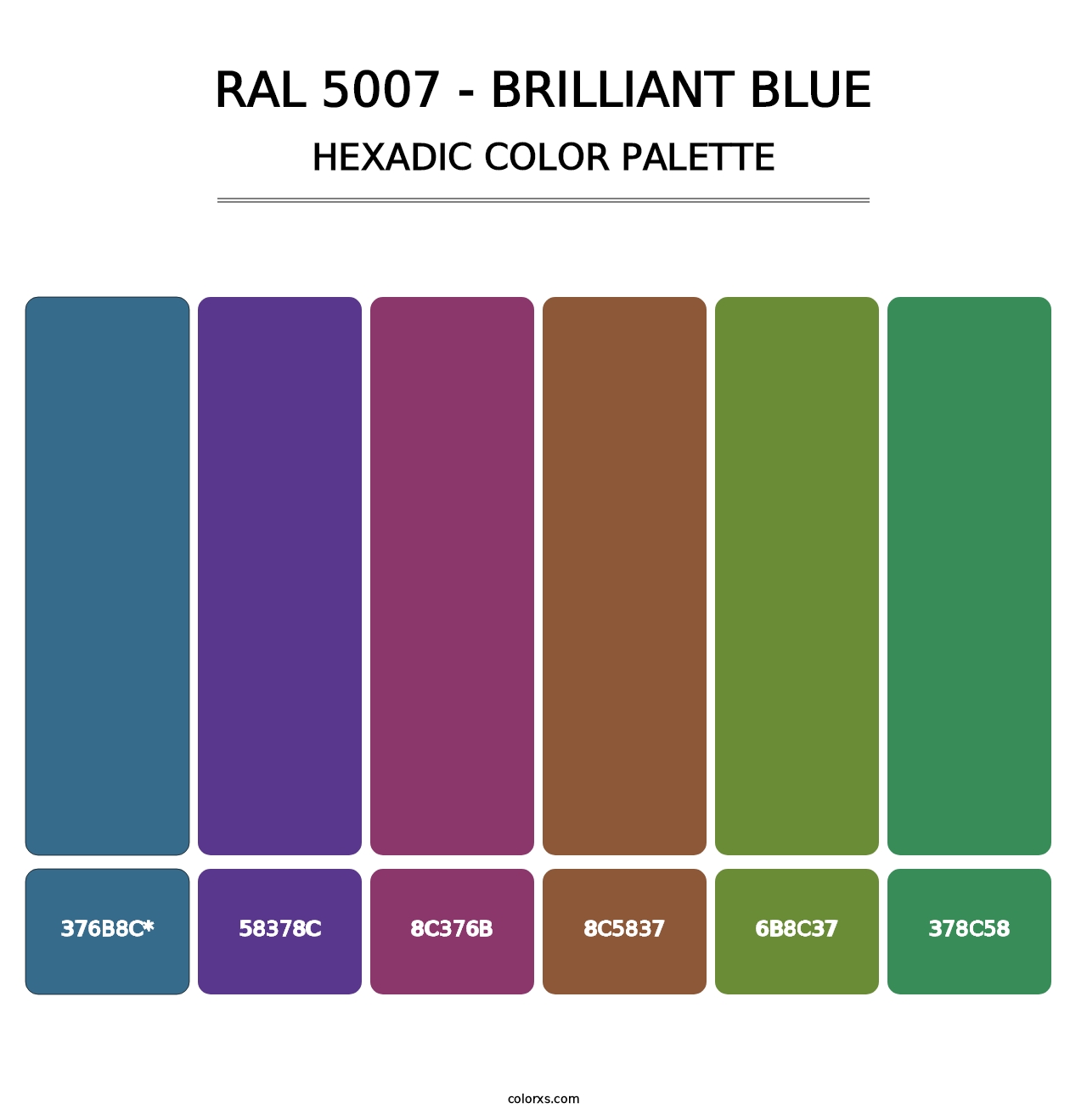 RAL 5007 - Brilliant Blue - Hexadic Color Palette