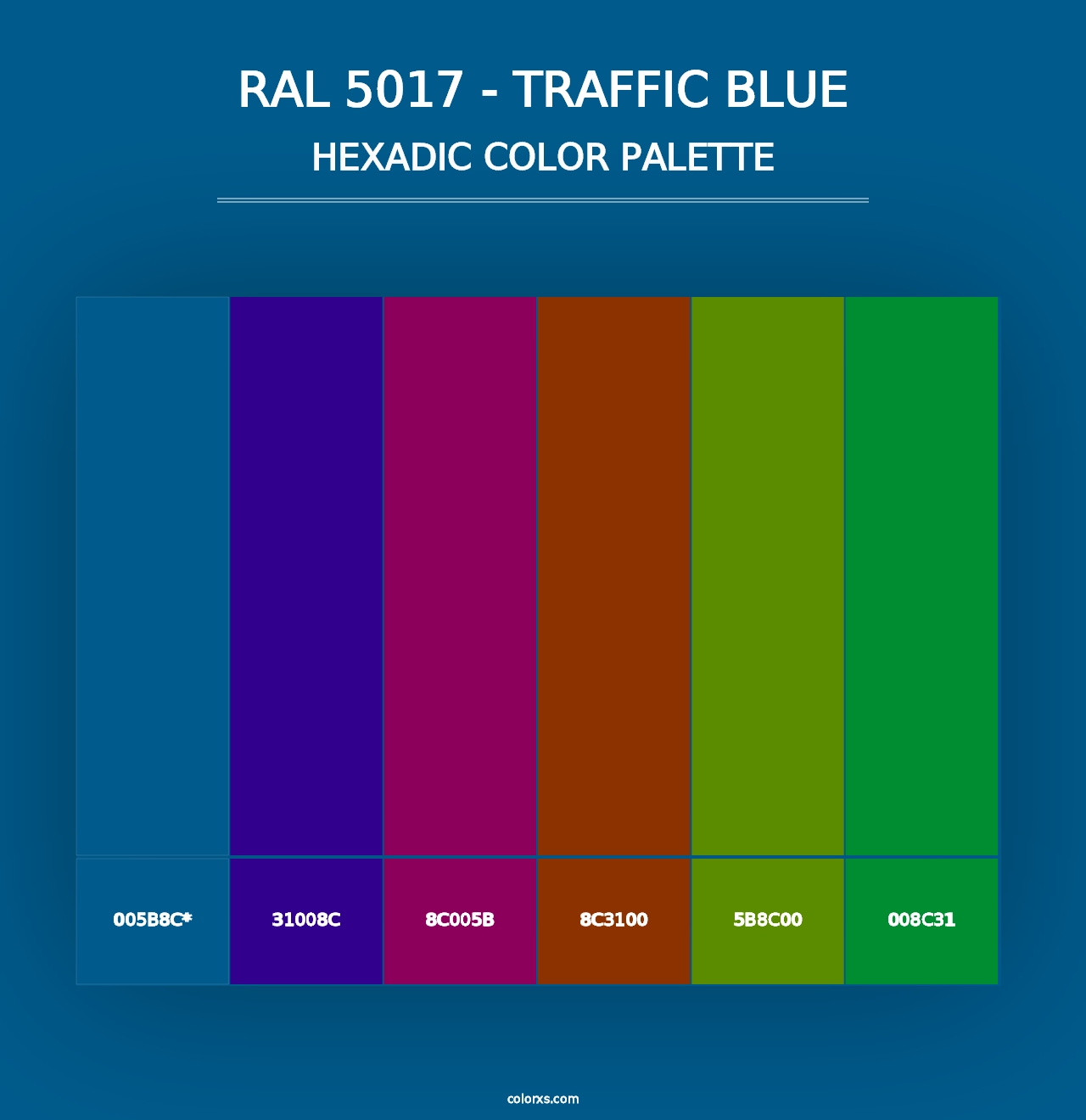 RAL 5017 - Traffic Blue - Hexadic Color Palette