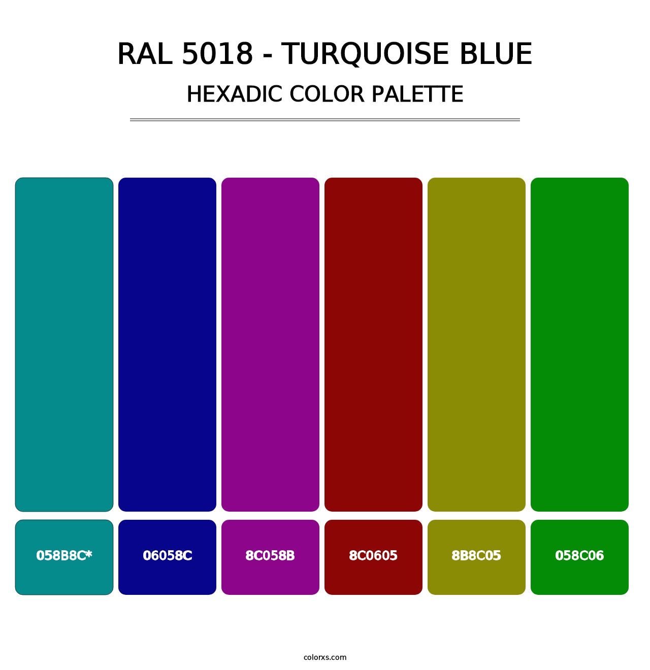 RAL 5018 - Turquoise Blue - Hexadic Color Palette