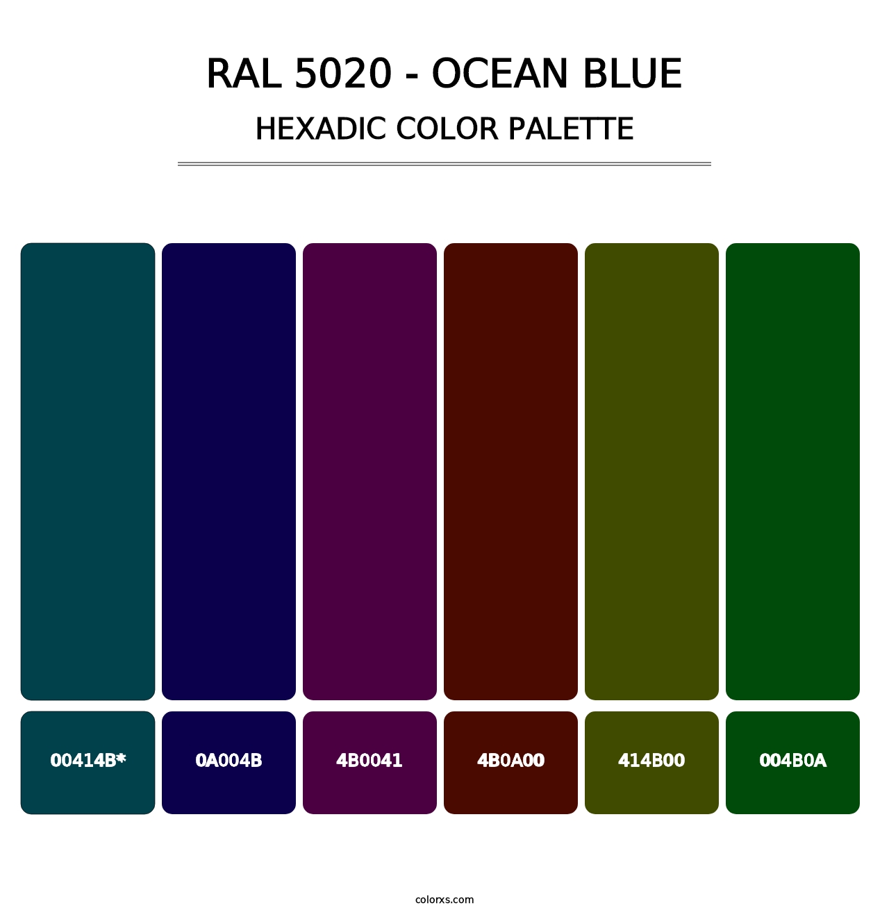 RAL 5020 - Ocean Blue - Hexadic Color Palette