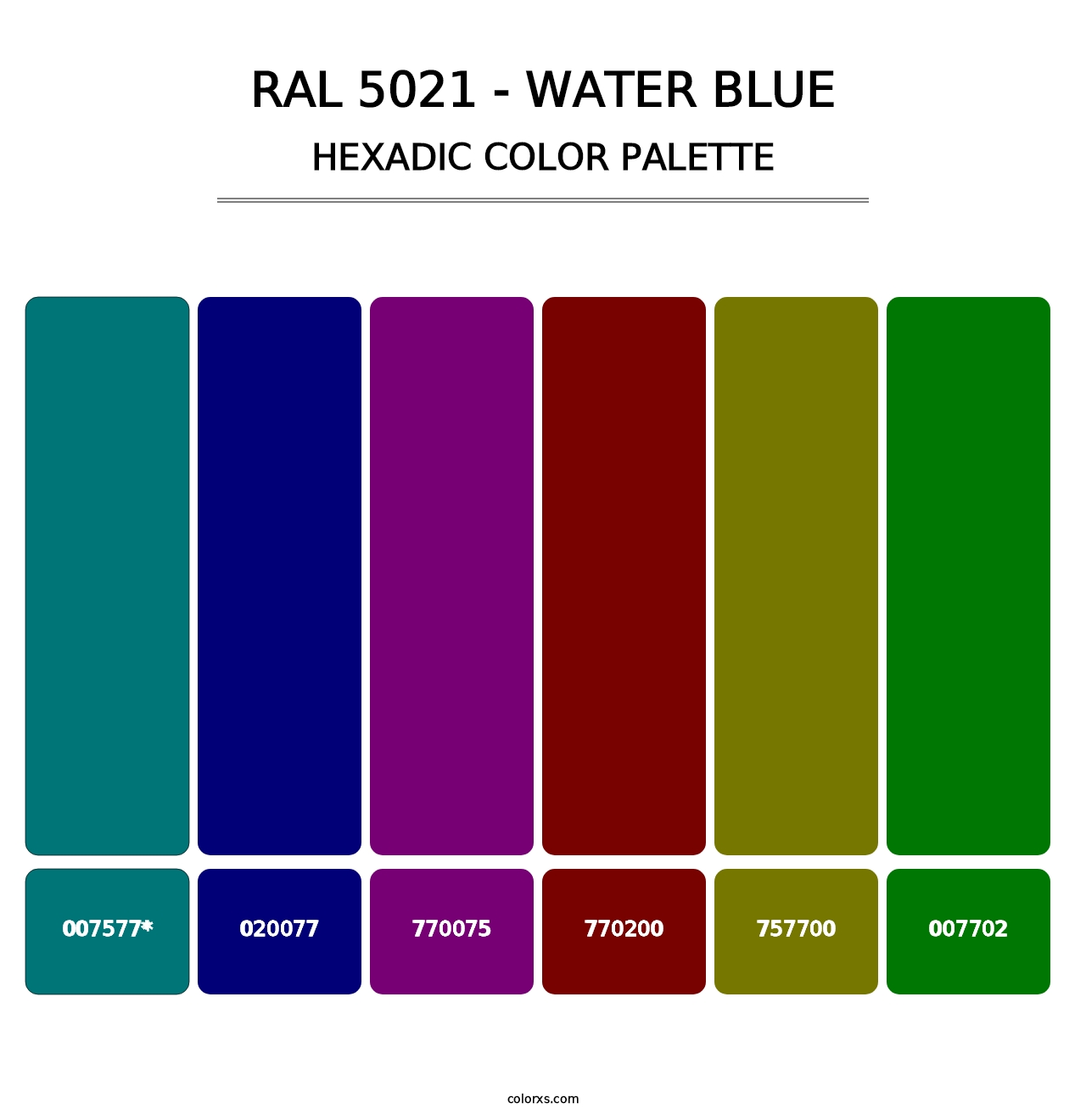 RAL 5021 - Water Blue - Hexadic Color Palette